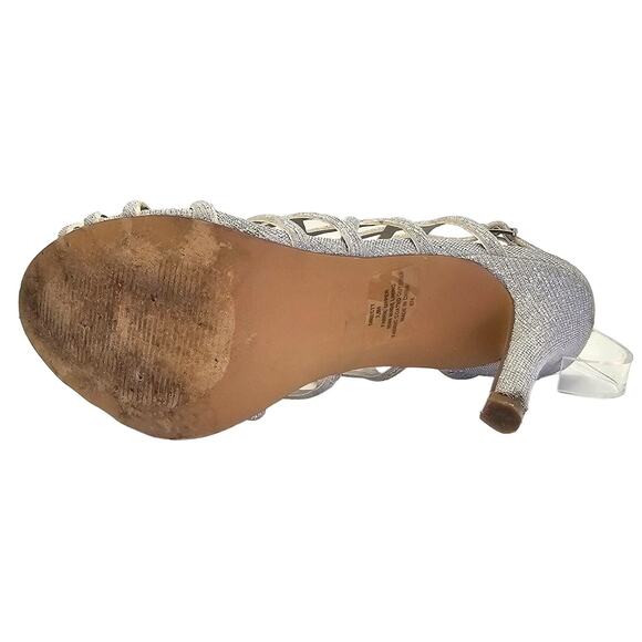 Madden Girl Metallic Silver Directt Strappy Cage Special Occasion Event Heels - Picture 10 of 11